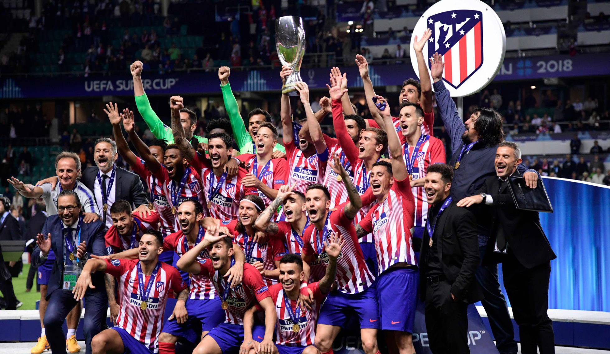 SUPERCOPA DA UEFA DE 2018. ATLÉTICO DE MADRID. ESPANHA. CAMPEÃO. REAL MADRID. VICE-CAMPEÃO.