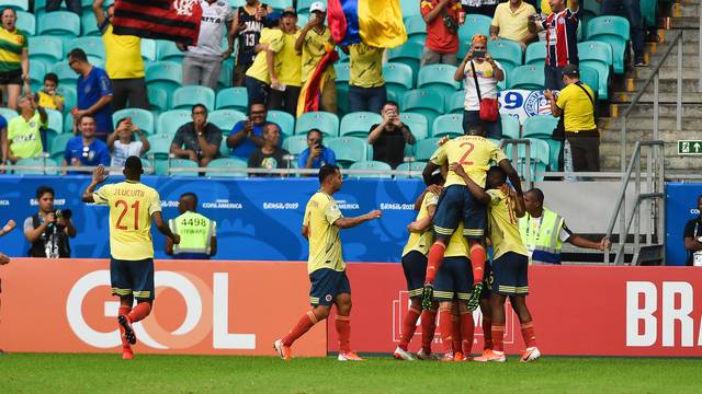 COPA AMÉRICA DE 2019. PRIMEIRA FASE. TERCEIRA RODADA. GRUPO B. COLÔMBIA. PRIMEIRO COLOCADO. ARGENTINA. SEGUNDA COLOCADA. PARAGUAI. TERCEIRO COLOCADO. CATAR. QUARTO COLOCADO.