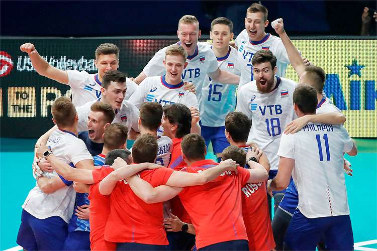 LIGA DAS NAÇÕES DE VÔLEI MASCULINO. FINAL. RÚSSIA. BICAMPEÃ. ESTADOS UNIDOS. VICE-CAMPEÃO.TERCEIRO LUGAR. POLÔNIA. QUARTA RODADA. BRASIL.
