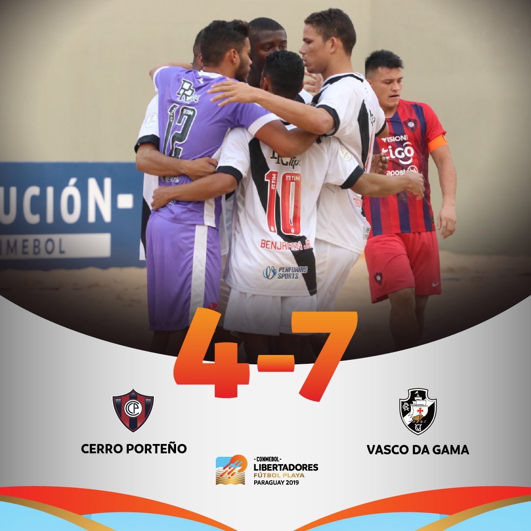 TAÇA LIBERTADORES DA AMÉRICA DE BEACH SOCCER DE 2019. VASCO-RJ. BRASIL. PRIMEIRO COLOCADO. GRUPO B. CERRO PORTEÑO. PARAGUAI.