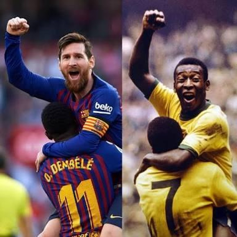 PELÉ. MESSI. BARCELONA. ESPANHA. SELEÇÃO BRASILEIRA. SANTOS.