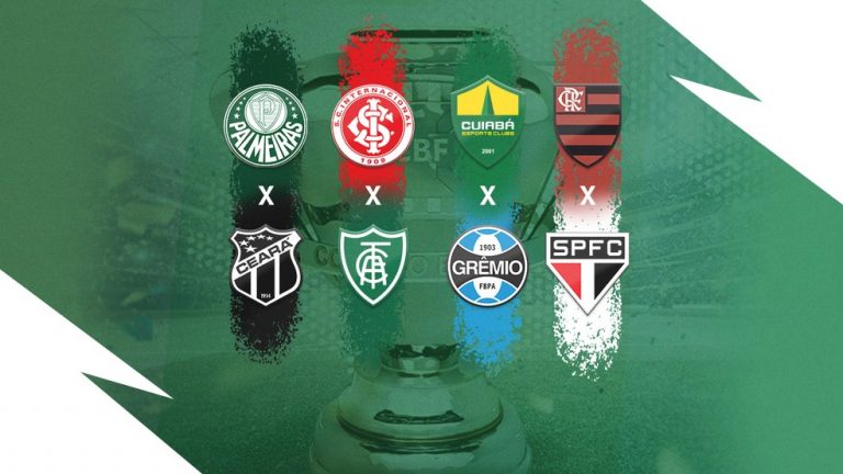 COPA DO BRASIL DE 2020. QUARTAS DE FINAL. CEARÁ-CE. PALMEIRAS-SP. SÃO PAULO-SP. FLAMENGO-RJ. GRÊMIO-RS. CUIABÁ-MT. INTERNACIONAL-RS. AMÉRICA-MG.