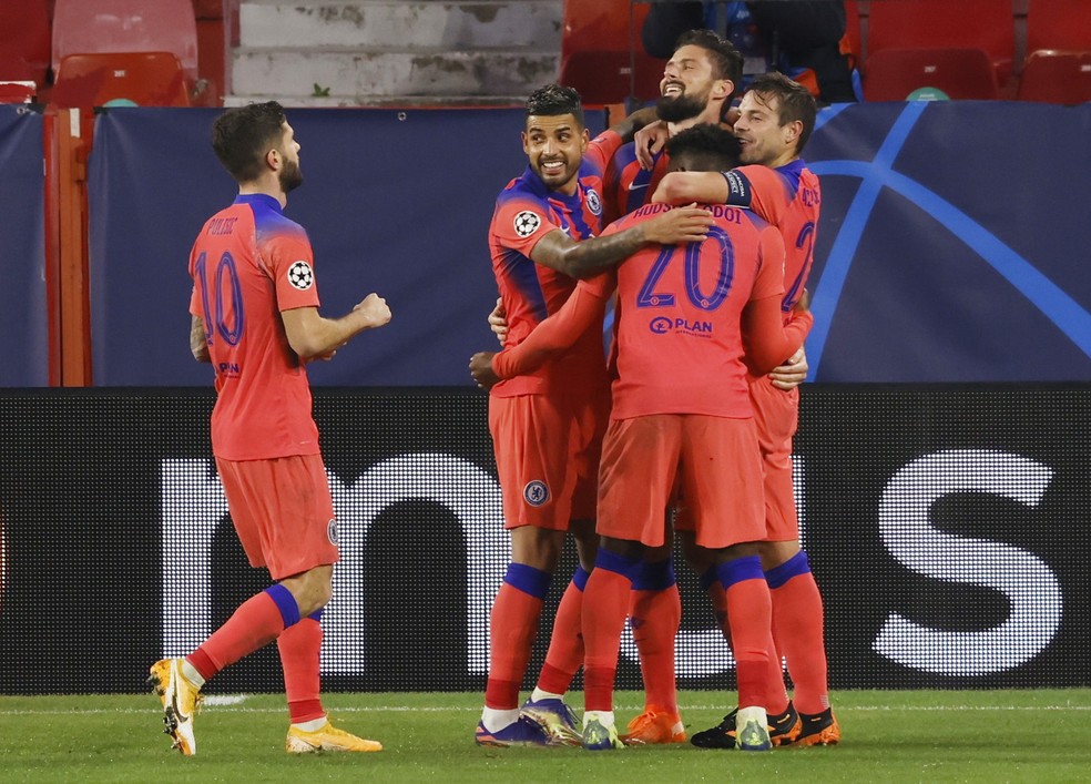 LIGA DOS CAMPEÕES DA EUROPA. TEMPORADA 2020.2021. FASE DE GRUPOS. GRUPO E. QUINTA RODADA. CHELSEA. INGLATERRA. SEVILLA. ESPANHA.