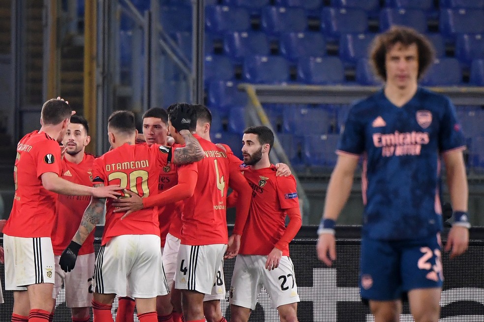 LIGA EUROPA. TEMPORADA 2020.2021. DEZESSEIS AVOS DE FINAL. JOGO DE IDA. PRIEMIRA PARTIDA. BENFICA. PORTUGAL. ARSENAL. INGLATERRA.