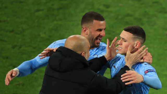 LIGA DOS CAMPEÕES DA EUROPA TEMPORADA DE 2020. 2021. QUARTAS DE FINAL. JOGO DE VOLTA. SEGUNDA PARTIDA. MANCHESTER CITY. INGLATERRA. CLASSIFICADO. BORUSSIA DORTMUND. ALEMANHA. ELIMINADO.