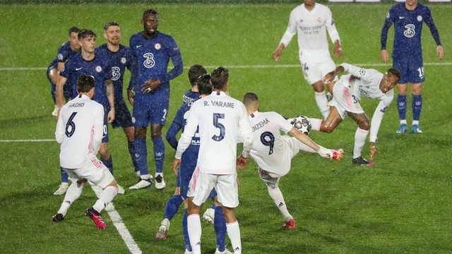 LIGA DOS CAMPEÕES DA EUROPA DE 2020. 2021. TEMPORADA. SEMIFINAL. JOGO DE IDA. REAL MADRID. ESPANHA. CHELSEA. INGLATERRA.