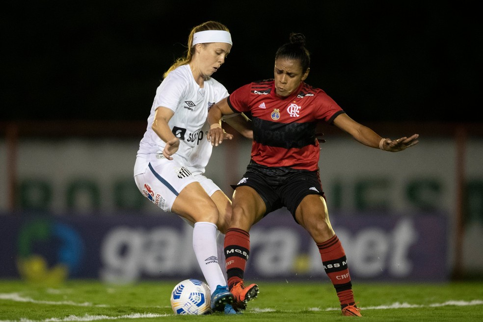 CAMPEONATO BRASILEIRO DE FUTEBOL FEMININO DA SÉRIE A1 DE 2021. PRIMEIRA FASE. SÉTIMA RODADA. SANTOS-SP. FLAMENGO-RJ.