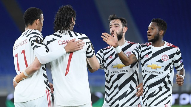 LIGA EUROPA. TEMPORADA 2020.2021. SEMIFINAÇ. JOGO DE VOLTA. SEGUNDA PARTIDA. MANCHESTER UNITED. INGLATERRA. CLASSIFICADO. ROMA. ITÁLIA. ELIMINADO.