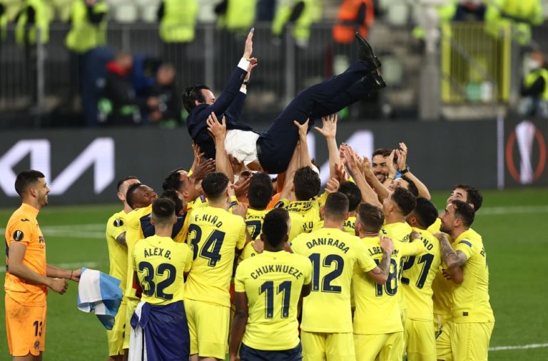 LIGA EUROPA. TEMPORADA 2020.2021. FINAL. JOGO ÚNICO. PARTIDA ÚNICA. VILLARREAL. ESPANHA. CAMPEÃO. PRIEMIRA VEZ. MANCHESTER UNITED. INGLATERRA. VICE-CAMPEÃO.