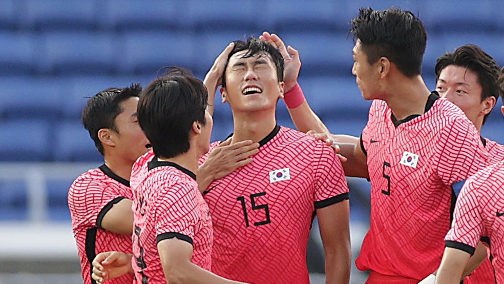 JOGOS OLÍMPICOS DE TÓQUIO DE 2020.2021. PRIMEIRA FASE. TERCEIRA RODADA. GRUPO B. COREIA DO SUL. 6 PONTOS. PRIMEIRO LUGAR. CLASSIFICADO. HONDURAS. QUARTO LUGAR. 3 PONTOS. -6 GOLS DE SALDO. ELIMINADO.