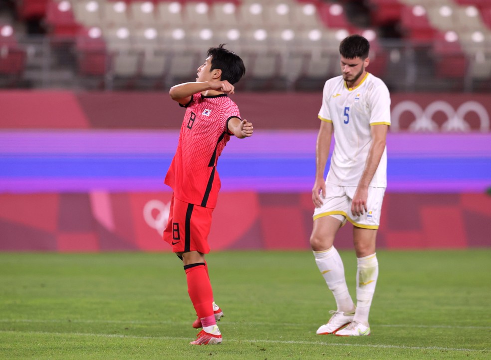 JOGOS OLÍMPICOS DE TÓQUIO DE 2020. 2021. FUTEBOL MASCULINO. PRIMEIRA FASE. SEGUDA RODADA. GRUPO B. COREIA DO SUL. ROMÊNIA.