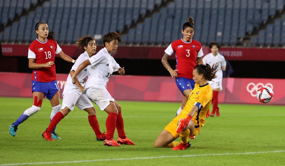 JOGOS OLÍMPICOS DE TÓQUIO DE 2020. 2021. PRIMEIRA FASE. TERCEIRA RODADA. GRUPO E. JAPÃO. CLASSIIFCADO. TERCEIRO LUGAR. 4 PONTOS. CHILE. QUARTO LUGAR. 0 PONTO. ELIMINADO.