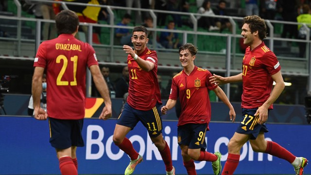 LIGA DAS NAÇÕES. SEMIFINAL. JOGO ÚNICO. PARTIDA ÚNICA. ESPANHA. CLASSIFICADA. ITÁLIA. ELIMINADA. FINAL. ESPANHA. CONTRA. FRANÇA.OU. BÉLGICA.