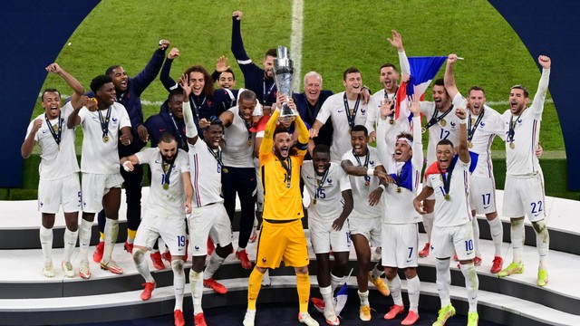 LIGA DAS NAÇÕES. PARTIDA ÚNICA. JOGO ÚNICO. FRANÇA. CAMPEÃ. ESPANHA. VICE-CAMPEÃ.
