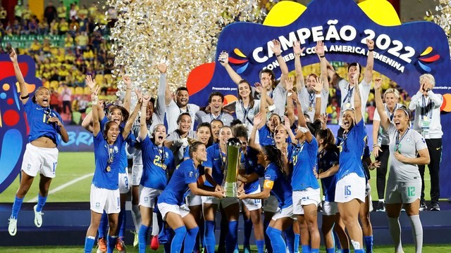 COPA AMÉRICA DE 2022. FUTEBOL FEMININO. FINAL. JOGO ÚNICO. PARTIDA ÚNICA. BRASIL. CAMPEÃO. OCTACAMPEÃO. COLÔMBIA. VICE-CAMPEÃO.