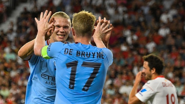 LIGA DOS CAMPEÕES DA EUROPA. TEMPOARADA 2022/2023. FASE DE GRUPOS. PRIEMIRA RODADA. MANCHESTER CITY. INGLATERRA. SEVILLA. ESPANHA. GRUPO G.