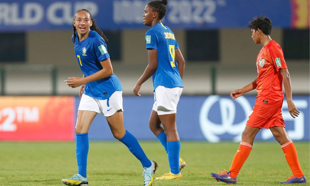 COPA DO MUNDO DE FUTEBOL FEMININO SUB-17 DE 2022. ÍNDIA. PRIMEIRA FASE. FASE DE GRUPOS. GRUPO A. ESTADOS UNIDOS. PRIMEIRO LIUGAR. 7 PONTOS. 12 GOLS DE SALDO. CLASSIFICADO. BRASIL.. SEGUNDO LUGAR. CLASSIFICADO. 7 PONTOS. 6 GOLS DE SALDO.