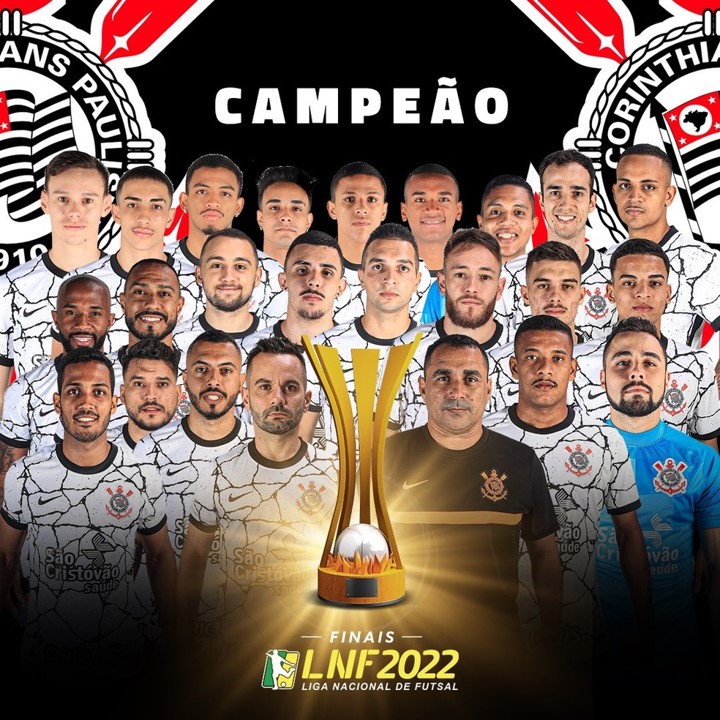 CAMPEONATO BRASILEIRO DE FUTSAL. LIGA NACIONAL DE FUTSAL. LNF. FINAL. JOGO DE VOLTA. SEGUNDA PARTIDA. CORINTHIANS-SP. CAMPEÃO. BICAMPEÃO. 2016. 2022. ATLÂNTICO-RS. VICE-CAMPEÃO.