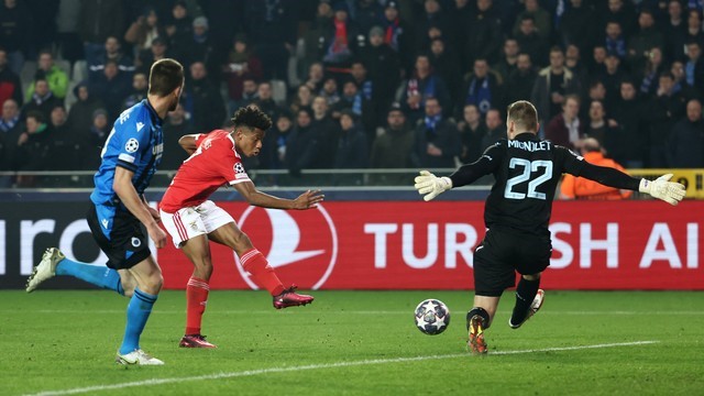 LIGA DOS CAMPEÕES DA EUROPA. TEMPORADA 2022. 2023. OITAVAS DE FINAL. JOGO DE IDA. BENFICA. PORTUGAL. CLUB BRUGGE. BÉLGICA.
