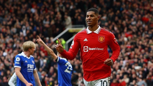 CAMPEONATO INGLÊS. PREMIER LEAGUE. TEMPORADA 2022.2023. PRIMEIRA FASE. VIGÉSIMA QUARTA RODADA. MANCHESTER UNITED. INGLATERRA. LEICESTER CITY. INGLATERRA.