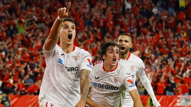 LIGA EUROPA. TEMPORADA 2022.2023. SEMIFINAL. JOGO DE VOLTA. SEGUNDA PARTIDA. SEVILLA. ESPANHA. CLASSIFICADO. JUVENTUS. ITÁLIA. ELIMINADO. FINAL. PUSKAS ARENA. SEVILLA. ESPANHA. ROMA. ITÁLIA.