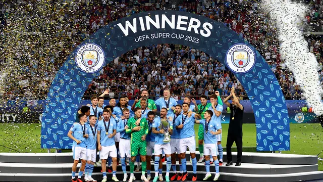 SUPERCOPA DA EUROPA. FINAL. JOGO ÚNICO. PARTIDA ÚNICA. MANCHESTER CITY. INGLATERRA. CAMPEÃO. SEVILLA. VICE-CAMPEÃO. GRÉCIA. PEREU.