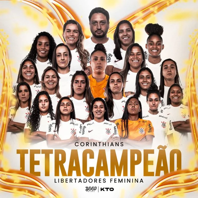TAÇA LIBERTADORES DA AMÉRICA DE FUTEBOL FEMININO DE 2023. FINAL. JOGO ÚNICO. PARTIDA ÚNICA. CORINTHIANS-SP. BRASIL. CAMPEÃO. TETRACAMPEÃO. 2017. 2019. 2021 E 2023. PALMEIRAS-SP. BRASIL. VICE-CAMPEÃO.