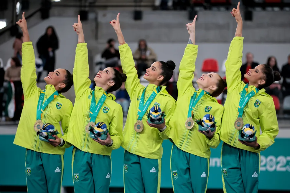 BRASIL. MEDALHA DE OUTO. PAN AMERICANO. SANTIAGO. CHILE. GINÁSTICA RÍTMICA.
