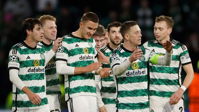 LIGA DOS CAMPEÕES DA EUROPA. CHAMPIONS LEAGUE. TEMPORADA 2023.2024. FASE DE GRUPOS. GRUPO E. SEXTA RODADA. CELTIC. ESCÓCIA. 4 PONTOS. QUARTO LUGAR. ELIMINADO. FEYENOORD. HOLANDA. TERCEIRO LUGAR. 6 PONTOS. CLASSIFICADO PARA LIGA EUROPA.