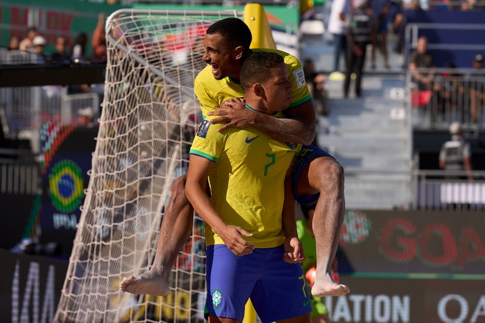 COPA DO MUNDO DE BEACH SOCCER DE 2024. EMIRADOS ÁRABES UNIDOS. QUARTAS DE FINAL. JOGO ÚNICO. PARTIDA ÚNICA. BRASIL. CLASSIFICADO. JAPÃO. ELIMINADO. SEMIFIAL. SÁBADO. 24 DE FEVEREIRO. 11 HORAS. HORÁRIO DE BRASÍLIA. BRASIL. CONTRA. IRÃ OU EMIRADOS ÁRABES UNIDOS. JOGO ÚNICO. PARTIDA ÚNICA.