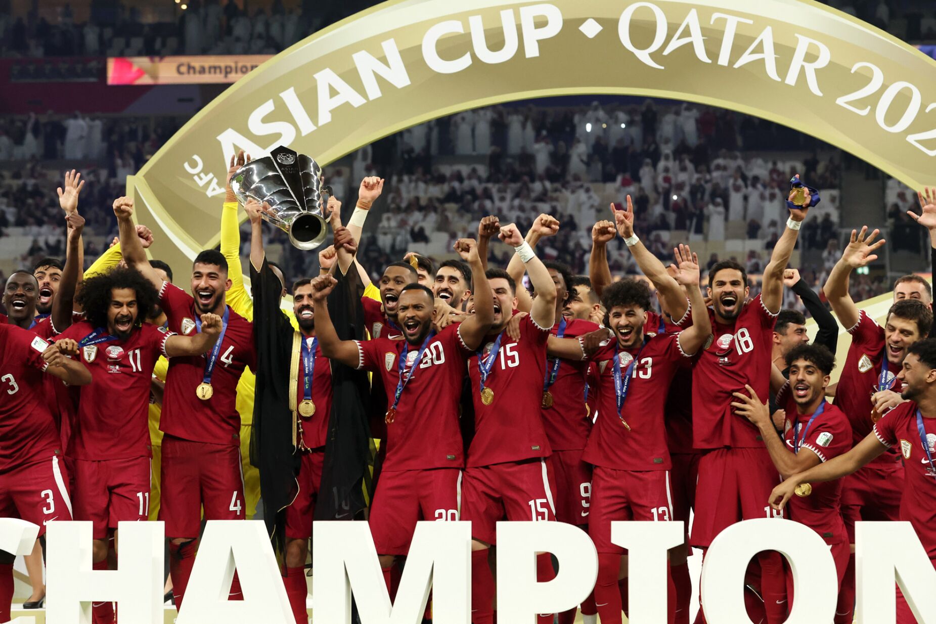 COPA DA ÁSIA DE 2024. FINAL. JOGO ÚNICO. PARTIDA ÚNICA. CATAR. BICAMPEÃO. 2019.2024. JORDÂNIA. VICE-CAMPEÃO.