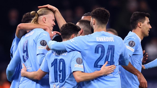 LIGA DOS CAMPEÕES DA EUROPA. CHAMPIONS LEAGUE. TEMPORADA 2023. 2024. OITAVAS DE FINAL. JOGO DE VOLTA. SEGUNDA PARTIDA. MANCHESTER CITY. INGLATERRA. CLASSIIFCADO. COPENHAGEN. DINAMARCA. ELIMINADO.