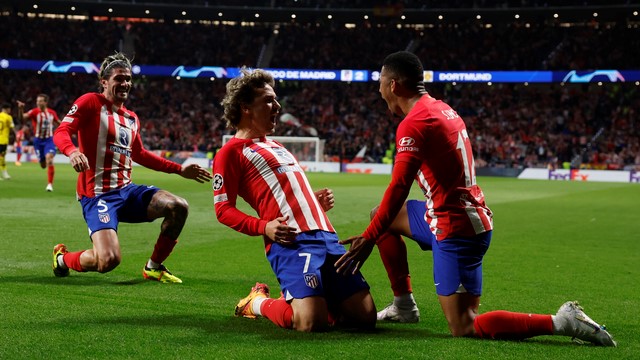LIGA DOS CAMPEÕES DA EUROPA. TEMPORADA 2023. 2024. CHAMPIONS LEAGUE. QUARTAS DE FINAL. JOGO DE IDA. PRIMEIRO JOGO. ATLÉTICO DE MADRID. ESPANHA. BORUSSIA DORTMUND. ALEMANHA.