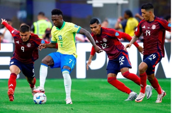 COPA AMÉRICA DE 2024. PRIMEIRA FASE. PRIMEIRA RODADA. GRUPO D. BRASIL. COSTA RICA. LOS ANGELES. CIDADE DOS ESTADOS UNIDOS.