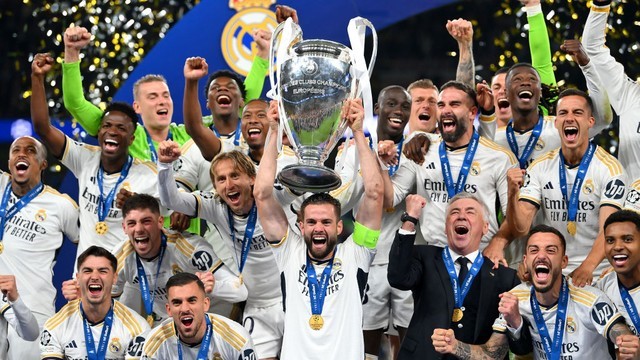 LIGA DOS CAMPEÕES DA EUROPA TEMPORADA 2023.2024. FINAL. WEMBLEY. LONDRES. INGLATERRA. JOGO ÚNICO. PARTIDA ÚNICA. REAL MADRID. ESPANHA. CAMPEÃO. DÉCIMA QUINTA VEZ. PENTADECACAMPEÃO. (1955/1956, 1956/1957. 1957/1958. 1958/1959. 1959/1960. 1965/1966. 1997/1998. 1999/2000. 2001/2002. 2013/2014. 2015/2016. 2016/2017. 2017/2018. 2021/2022. 2023/2024). BORUSSIA DORTMUND. ALEMANHA. VICE-CAMPEÃO.