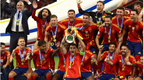 EUROCOPA DE 2024. FINAL. JOGO ÚNICO. PARTIDA ÚNICA. ESPANHA. CAMPEÃO. TETRACAMPEÃ. 1964. 2008.2012.2024. INGLATERRA. VICE-CAMPEÃ.