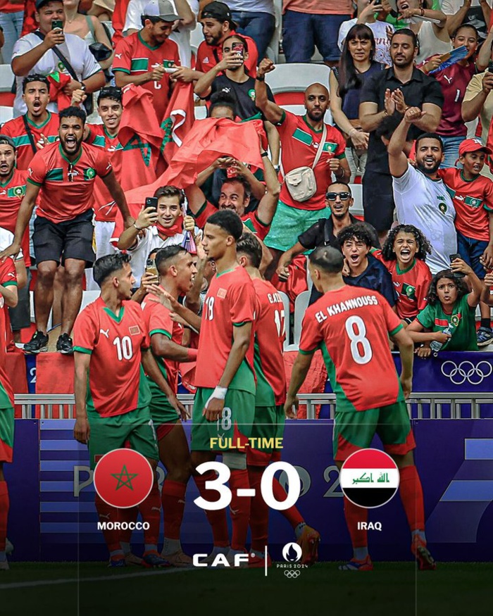 JOGOS OLÍMPICOS DE PARIS. FRANÇA. 2024. PRIMEIRA FASE. TERCEIRA RODADA. CLASSIFICAÇÃO FINAL. GRUPO B. MARROCOS. 6 PONTOS. PRIMEIRO COLOCADO. 6 GOLS PRÓ. 3 GOLS CONTRA. +3 GOLS DE SALDO. CLASSIFICADO. ARGENTINA. 6 PONTOS. SEGUNDO COLOCADO. 6 GOLS PRÓ. 3 GOLS CONTRA. +3 GOLS DE SALDO. CLASSIFICADA. CONFRONTO DIRETO MELHOR PARA MARROCOS. UCRÂNIA. 3 PONTOS. TERCEIRO COLOCADO. ELIMINADO. 3 PONTOS. -2 GOLS DE SALDO. IRAQUE. QUARTO COLOCADO. 3 PONTOS. -4 GOLS DE SALDO. ELIMINADA.