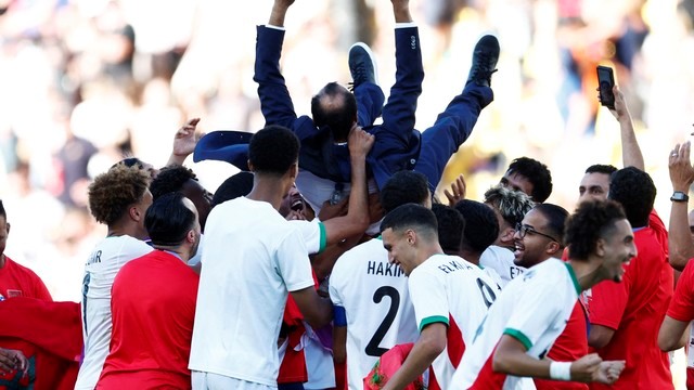 JOGOS OLÍMPICOS DE PARIS. FRANÇA. 2024. FUTEBOL MASCULINO. DECISÃO DA MEDALHA DE BRONZE. MARROCOS. MEDALHA DE BRONZE. TERCEIRO LUGAR. TERCEIRO COLOCADO. EGITO. QUARTO LUGAR. QUARTO COLOCADO.