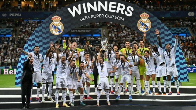 SUPERCOPA DA UEFA. UNIÃO DAS ASSOCIAÇÕES EUROPEIAS DE FUTEBOL. FINAL. JOGO ÚNICO. PARTIDA ÚNICA. REAL MADRID. ESPANHA. CAMPEÃO. HEXACAMPEÃO. 2002. 2014. 2016. 2017. 2022.2024. ATALANTA. ITÁLIA. VICE-CAMPEÃO.
