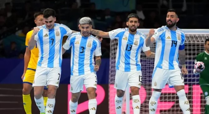 COPA DO MUNDO DE FUTSAL DE 2024. SEDE UZBEQUISTÃO. QUARTAS DE FINAL. JOGO ÚNICO. PARTIDA ´ÚNICA. ARGENTINA. CLASSIFICADA. CAZAQUISTÃO. ELIMINADO. SEMIFINAL. JOGO ÚNICO. PARTIDA ÚNICA. ARGENTINA. CONTRA. FRANÇA. BRASIL. CONTRA. UCRÂNIA.