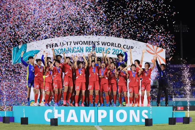 COPA DO MUNDO DE FUTEBOL FEMININO SUB-17. FINAL. JOGO ÚNICO. PARTIDA ÚNICA. COREIA DO NORTE. CAMPEÃO. TRICAMPEÃ. 2008. 2016. 2024. ESPANHA. VICE-CAMPEÃ.