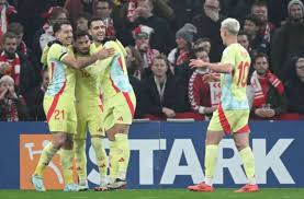LIGA DAS NAÇÕES DA EUROPA. UEFA. UNIÃO DAS ASSOCIAÇÕES EUROPEIAS DE FUTEBOL. TEMPORADA 2024.2025. PRIMEIRA FASE. LIGA A. QUINTA RODADA. GRUPO 1. QUINTA RODADA. ESPANHA. CLASSIFICADO. DINAMARCA. GRUPO 4.