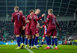 LIGA DAS NAÇÕES DA UEFA. UNIÃO DAS ASSOCIAÇÕES EUROPEIAS DE FUTEBOL. PRIMEIRA FASE. LIGA B. SEXTA RODADA. NORUEGA. CLASSIIFCADA. PRIMEIRO COLOCADO. ACESSO PARA À LIGA A. CAZAQUISTÃO. ELIMINADO. QUARTO COLOCADO. REBAIXADO PARA À LIGA C.