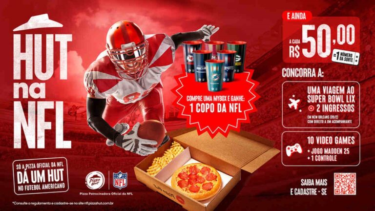 NFL. NATION FOOTBALL LEAGUE. LIGA PROFISSIONAL DE FUTEBOL AMERICANO. PIZZA HUT. PARCERIA RENOVA.