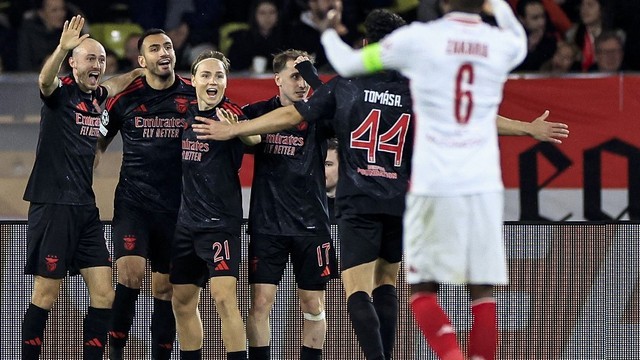 CHAMPIONS LEAGUE. LIGA DOS CAMPEÕES DA EUROPA. TEMPORADA 2024.2025. PLAYOFFS. PRIMEIRO JOGO. JOGO DE IDA. PRIMEIRA PARTIDA. MONACO. FRANÇA. BENFICA. PORTUGAL.