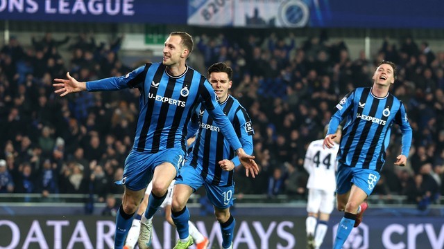 CHAMPIONS LEAGUE. LIGA DOS CAMPEÕES DA EUROPA DE TEMPORADA 2024. 2025. PLAYOFFS. JOGO DE IDA. PRIMEIRA PARTIDA. CLUB BRUGGE. BÉLGICA. ATALANTA. ITÁLIA.