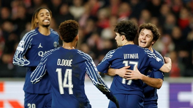 LIGA DOS CAMPEÕES DA EUROPA. CHAMPIONS LEAGUE.TEMPORADA 2024.2025. PLAYOFFS. JOGO DE IDA. PRIMEIRA PARTIDA. PARIS SAINT-GERMAIN. FRANÇA. BREST. FRANÇA.