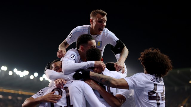 CHAMPIONS LEAGUE. LIGA DOS CAMPEÕES DA EUROPA. TEMPORADA 2024.2025. OITAVAS DE FINAL. JOGO DE IDA. PRIMEIRA PARTIDA. PRIMEIRO JOGO. ASTON VILLA. INGLATERRA. CLUB BRUGGE. BÉLGICA.