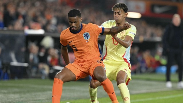 LIGA DAS NAÇÕES DA UEFA. UNIÃO DAS ASSOCIAÇÕES EUROPEIAS DE FUTEBOL. TEMPORADA 2024.2025. QUARTAS DE FINAL. JOGO DE IDA. PRIMEIRO JOGO. PRIMEIRA PARTIDA. HOLANDA. ESPANHA.