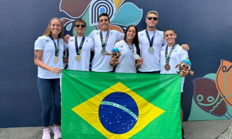 BRASIL. 2 MELDAHAS. 6 PÓDIOS. LEONARDO BRANDT. ARTHUR BRITO. ÁGUAS ABERTAS. CIBELLE JUNGBLIT. MATEHUS MELECCHI. LUIZ FELIPE LOUREIRO. CAMPEÃO PAN-AMERICANO DE ESPORTES AQUÁTICOS. LIZIAN SIMÕES.